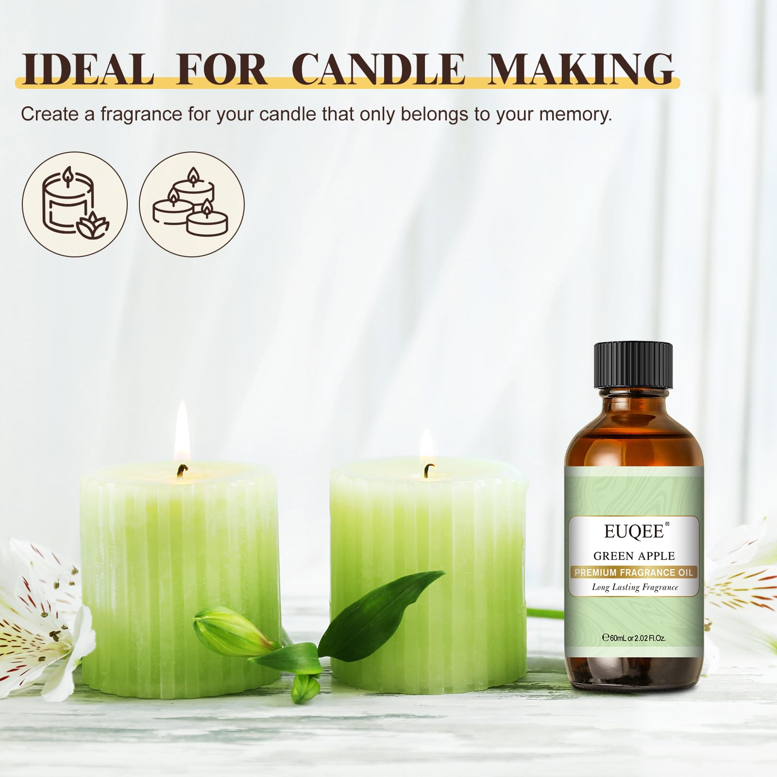 Candle making with EUQEE Green Apple fragrance oil
