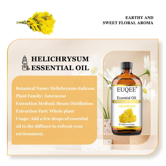 Amber glass bottle with dropper for EUQEE Helichrysum essential oil