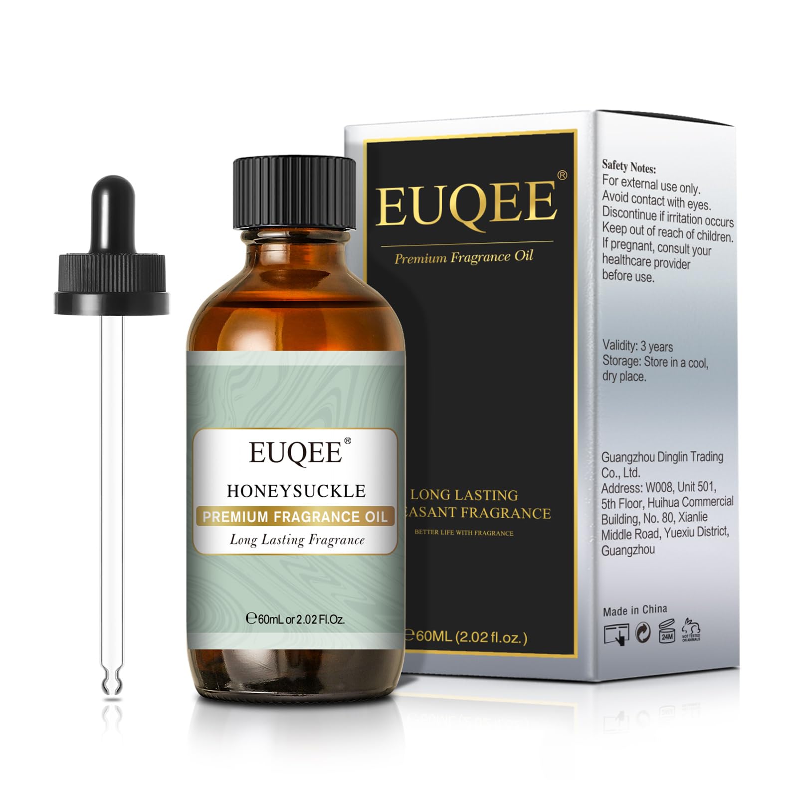 Gift-ready packaging for EUQEE honeysuckle fragrance oil