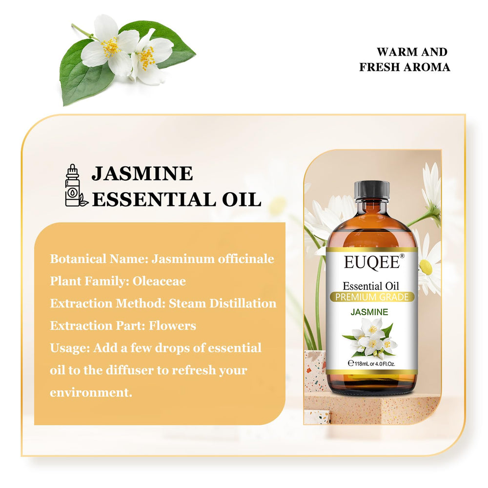 Amber glass dropper bottle for EUQEE Jasmine essential oil