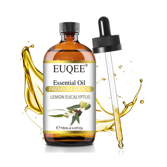 EUQEE Lemon Eucalyptus essential oil in amber 118ml bottle