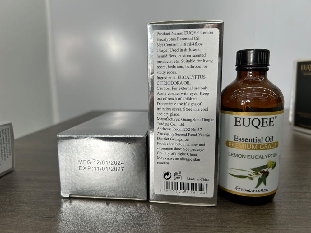 EUQEE Lemon Eucalyptus essential oil gift packaging