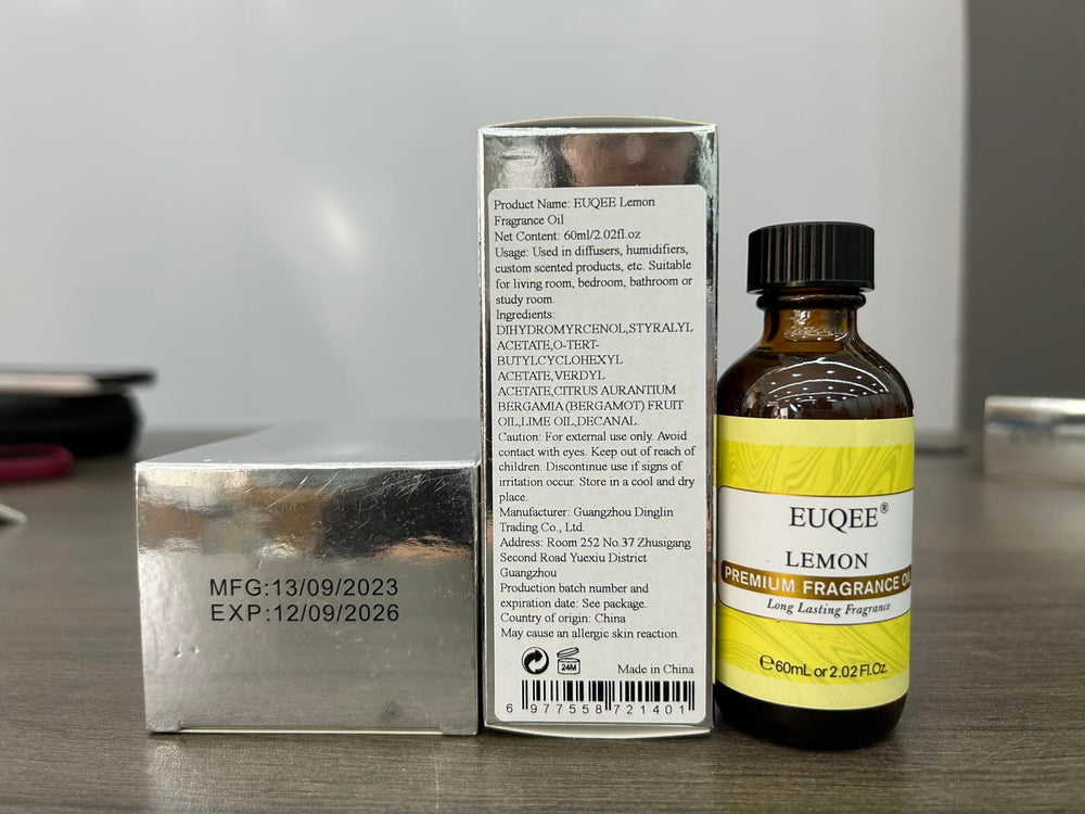 Packaging of EUQEE Lemon Fragrance Oil (60 ml)