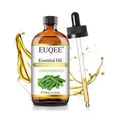 EUQEE Lemongrass Essential Oil 118ml bottle with glass dropper
