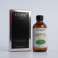 EUQEE Lemongrass essential oil amber bottle on display