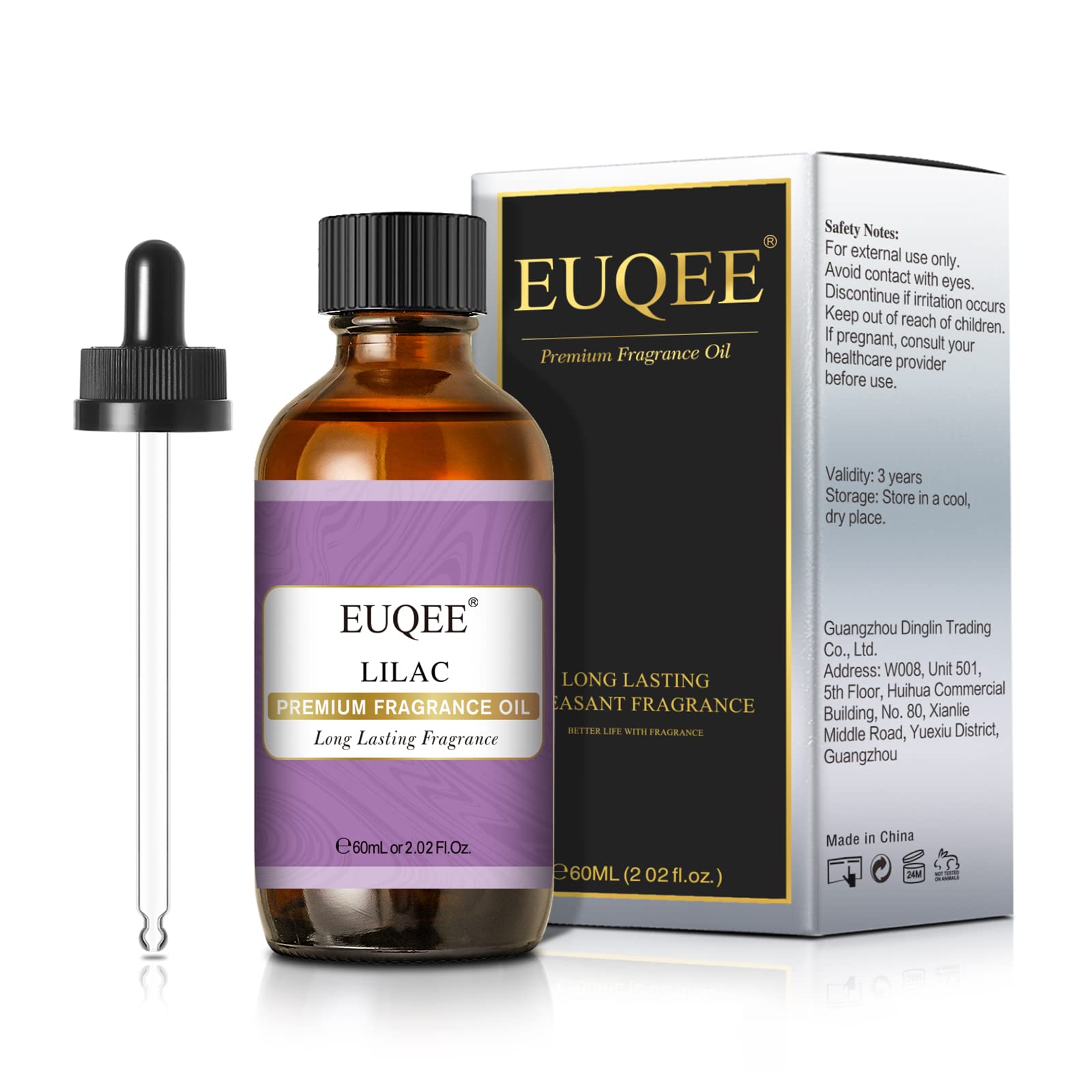 Gift-ready EUQEE Lilac Fragrance Oil packaging