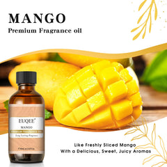 Close-up of EUQEE Mango fragrance oil glass dropper