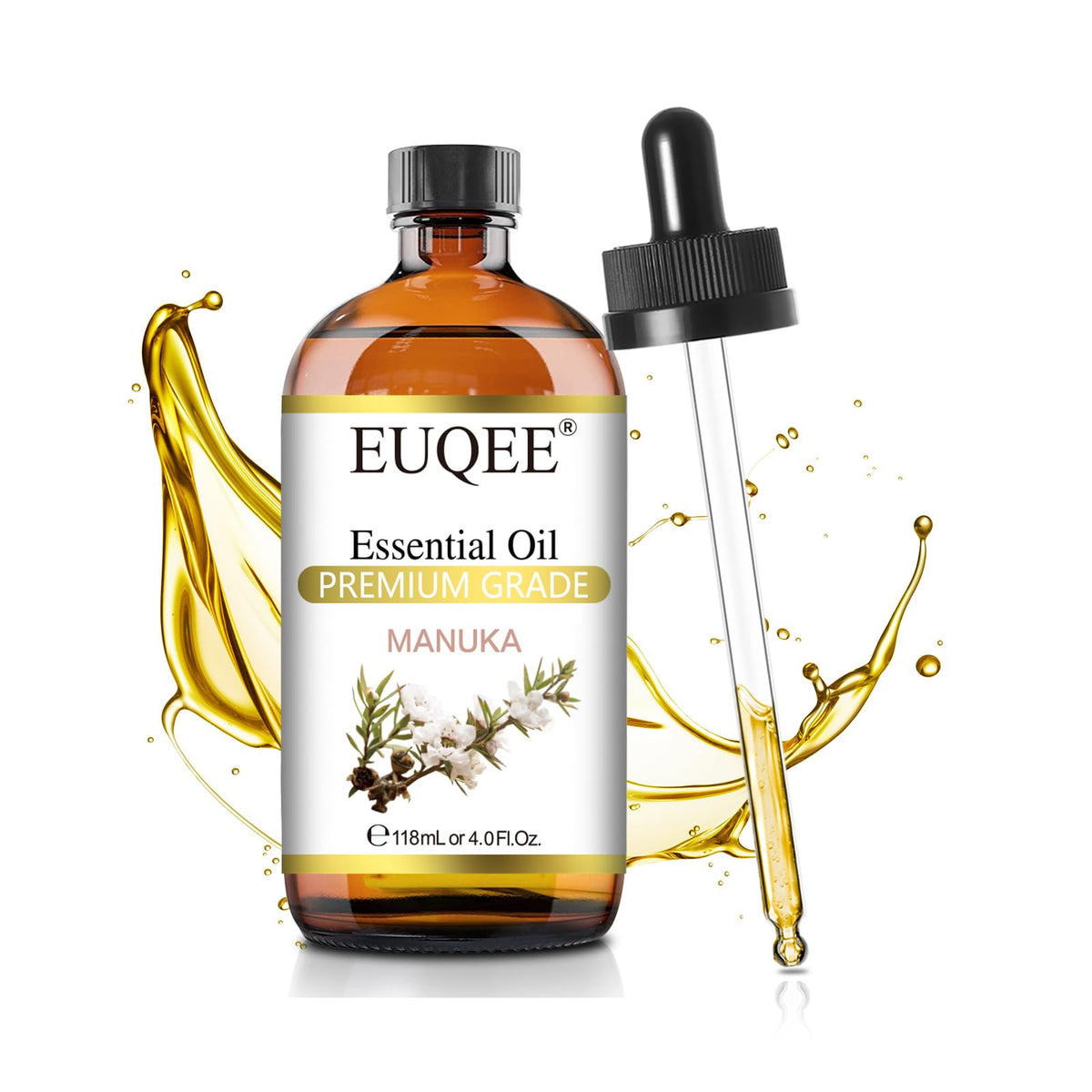 EUQEE Manuka essential oil 118ml in amber glass bottle