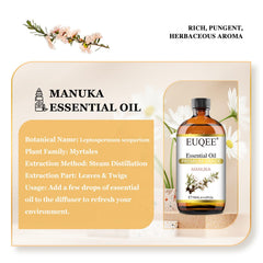 Amber glass bottle with EUQEE Manuka essential oil 118ml and glass dropper