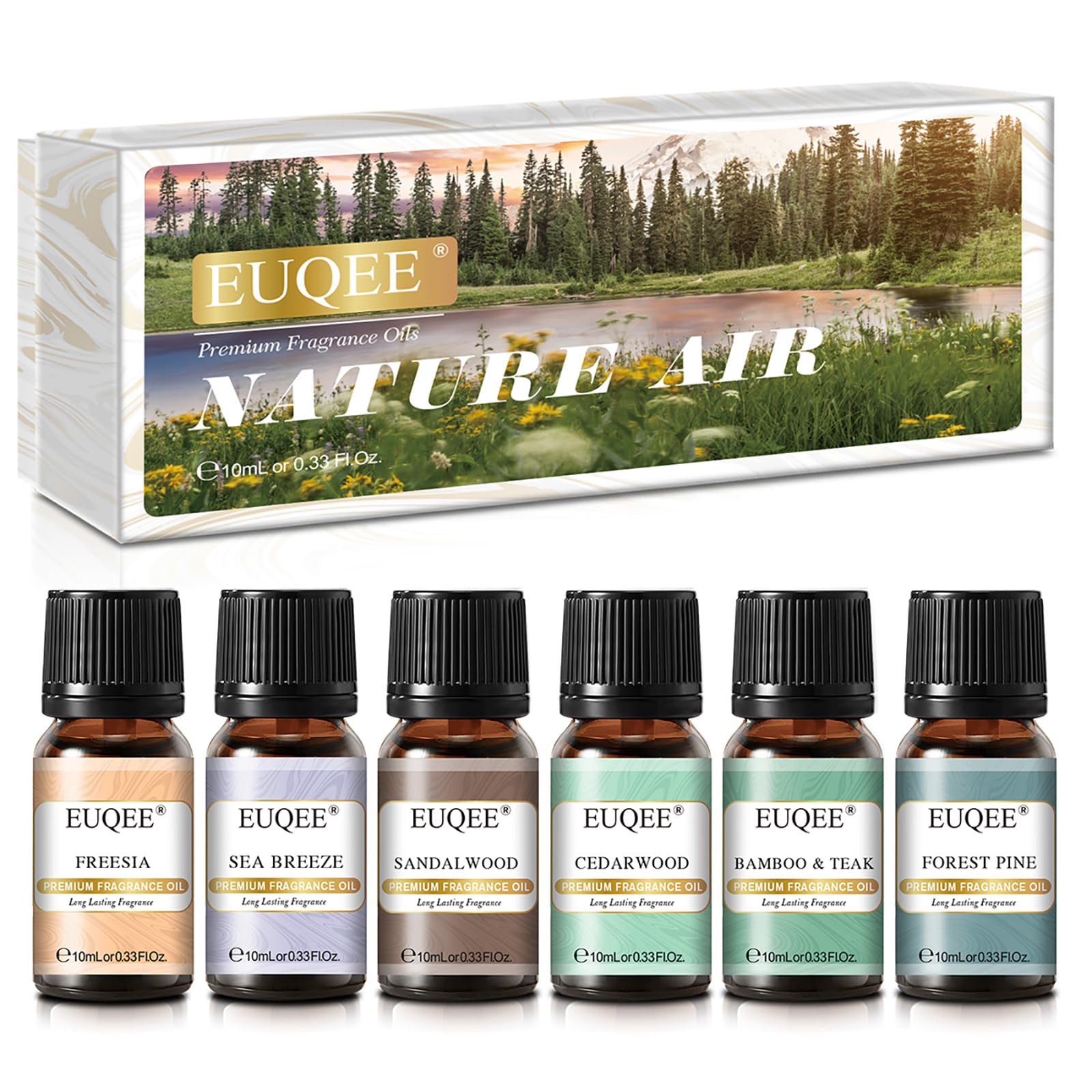 EUQEE Nature Air 6x10ml scented oil gift set packaging