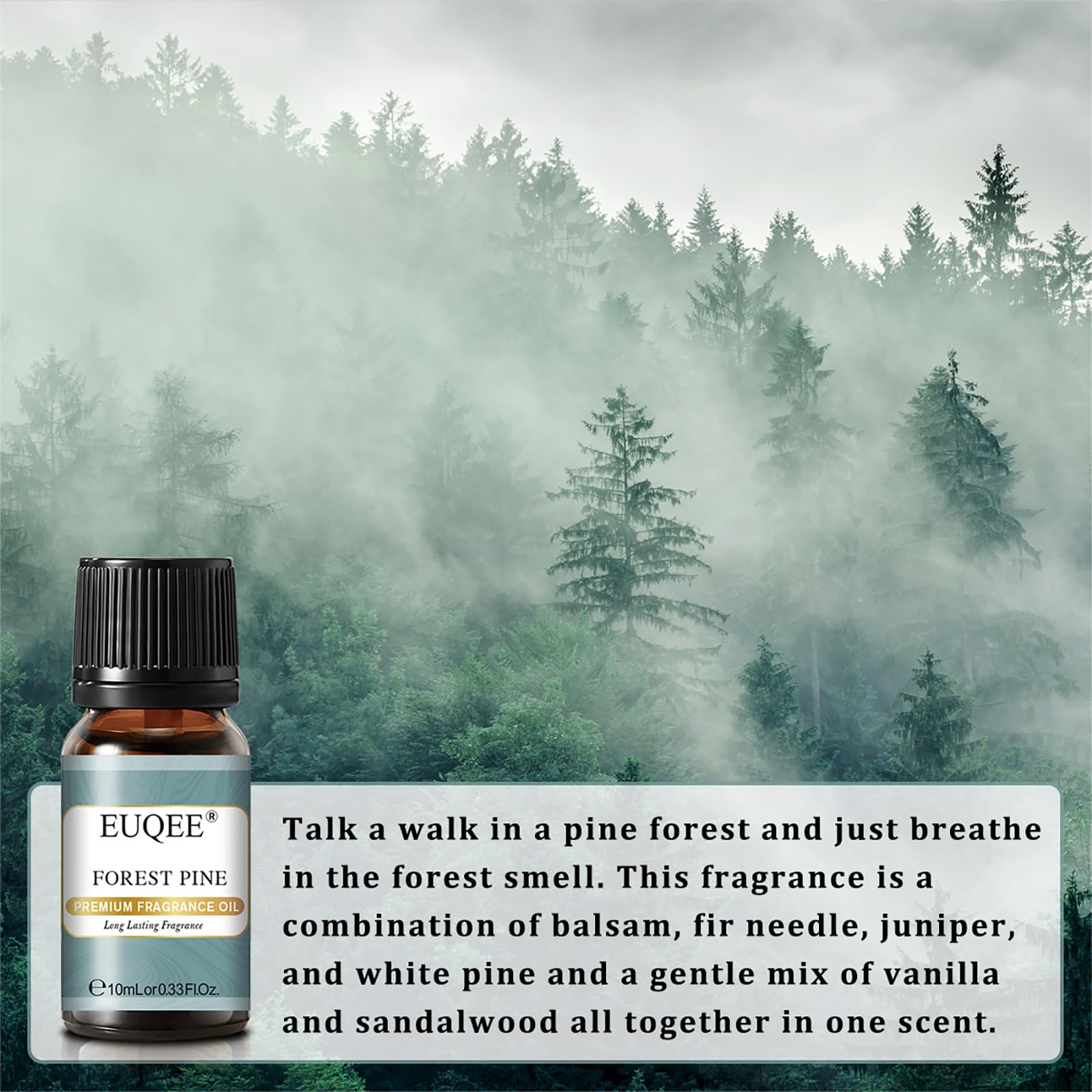 Forest Pine scented oil 10ml amber bottle