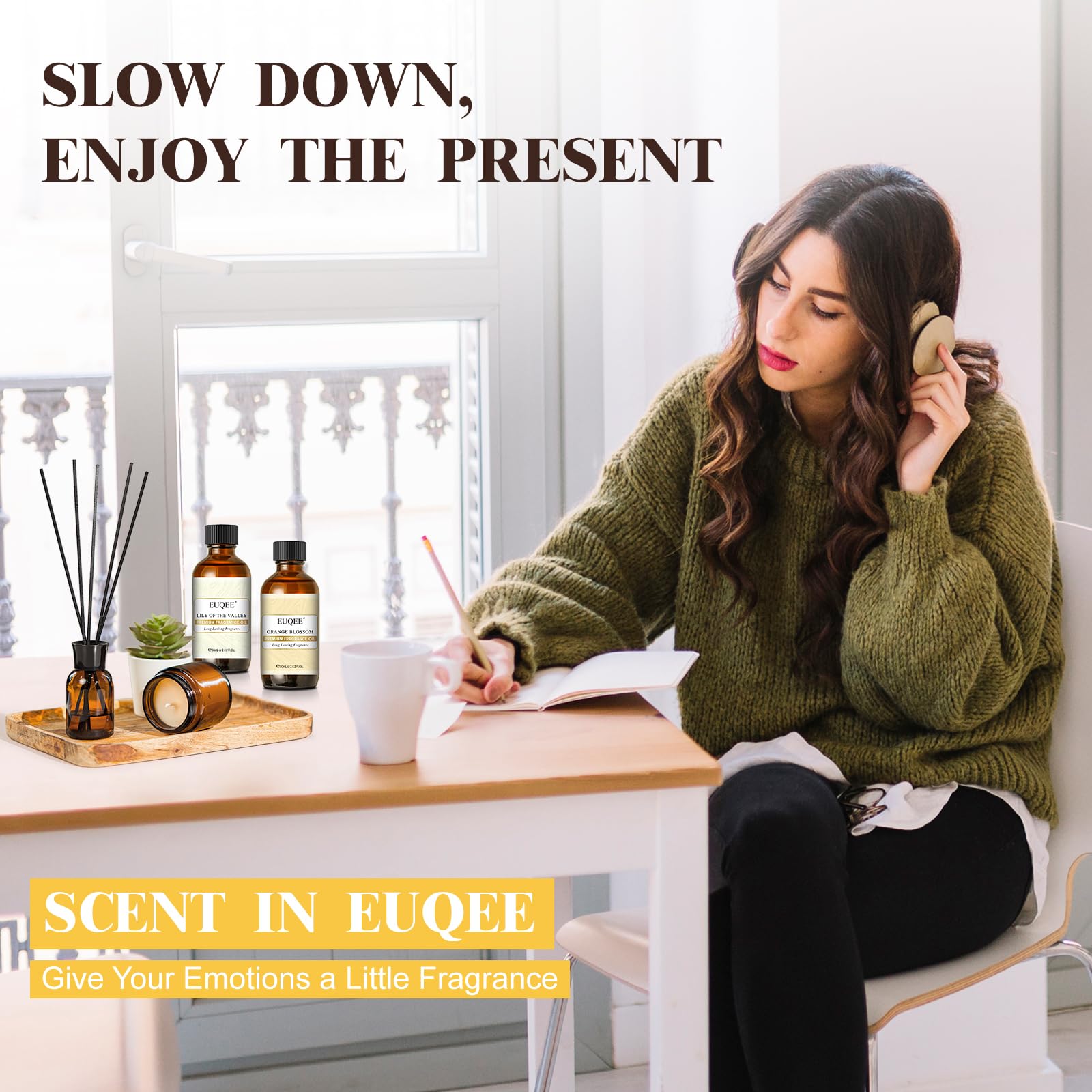 Gift-ready packaging of EUQEE Orange Blossom Fragrance Oils