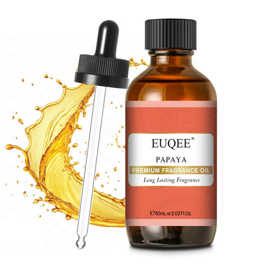 EUQEE Papaya Fragrance Oil in amber glass bottle with dropper