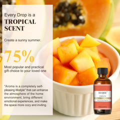 Close-up of the EUQEE Papaya Fragrance Oil label