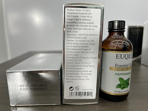 EUQEE peppermint oil with protective amber glass bottle