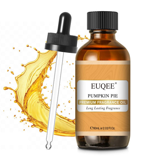 Amber glass bottle with dropper containing EUQEE Pumpkin Pie Fragrance Oil