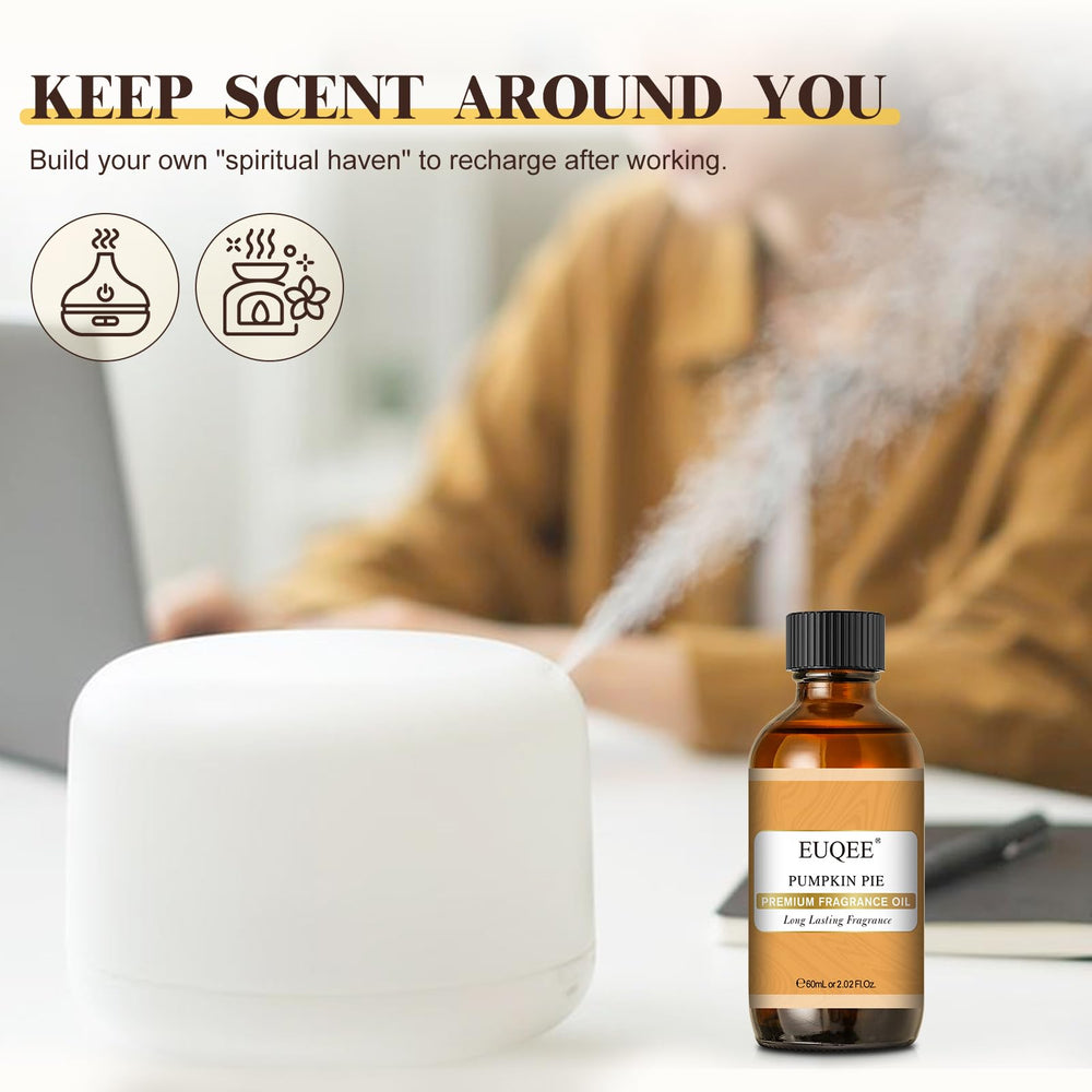 Diffuser setup featuring EUQEE Pumpkin Pie Fragrance Oil