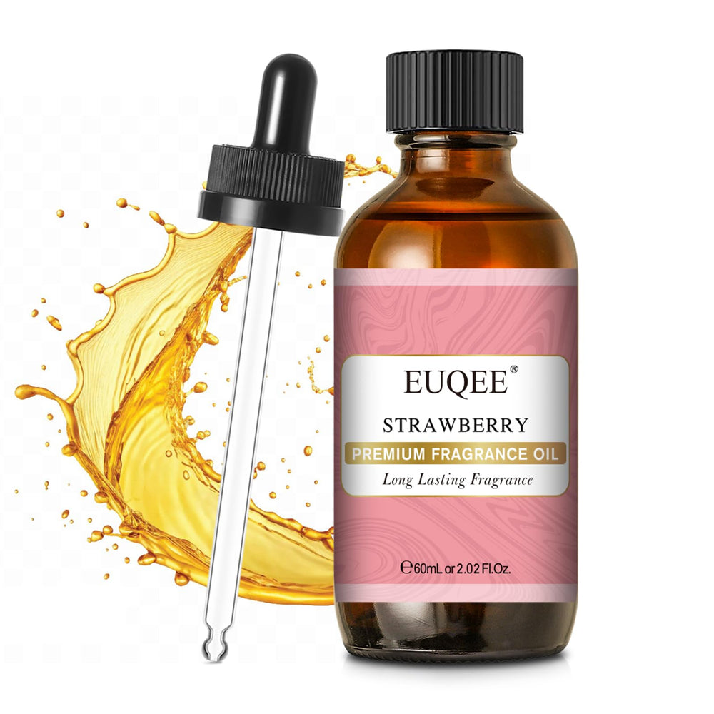 EUQEE Strawberry Fragrance Oil bottle with amber glass and glass dropper