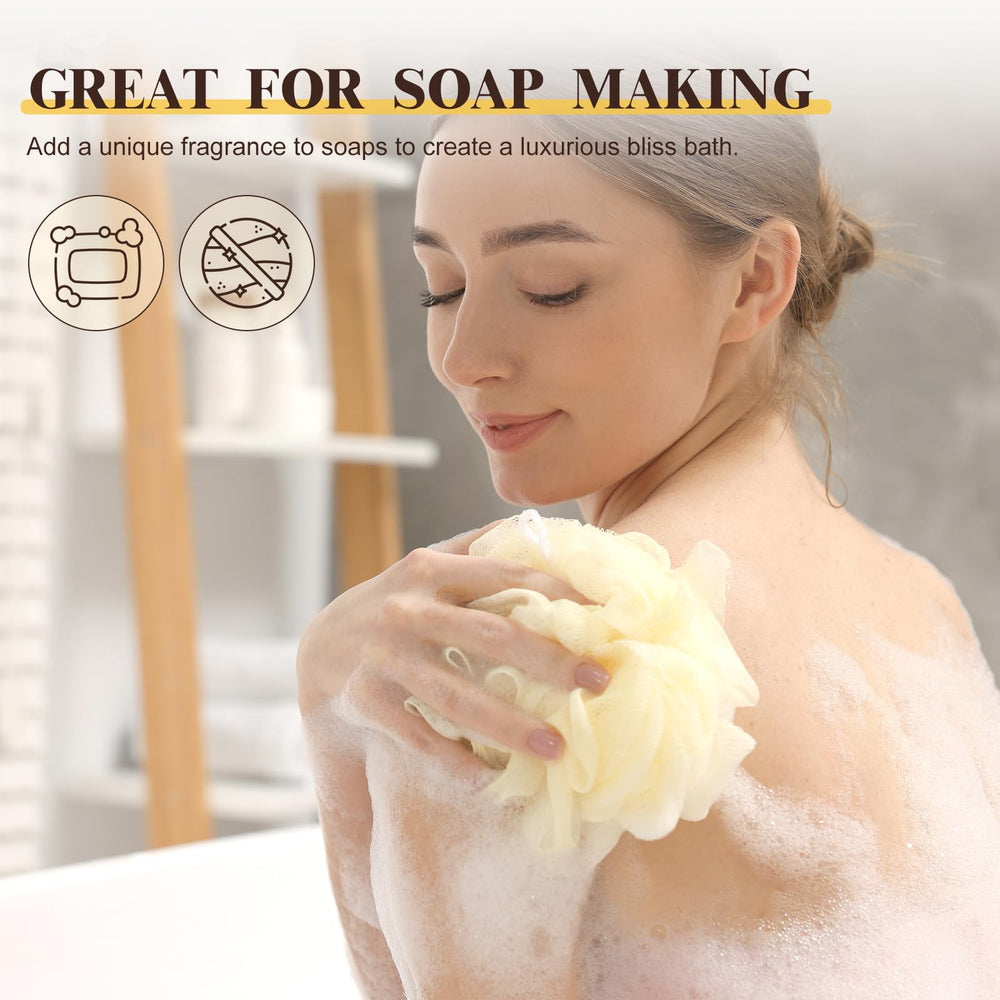 Bath bombs with EUQEE White Musk fragrance oil bottle