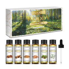 EUQEE Woody essential oils set 6x10ml in amber bottles