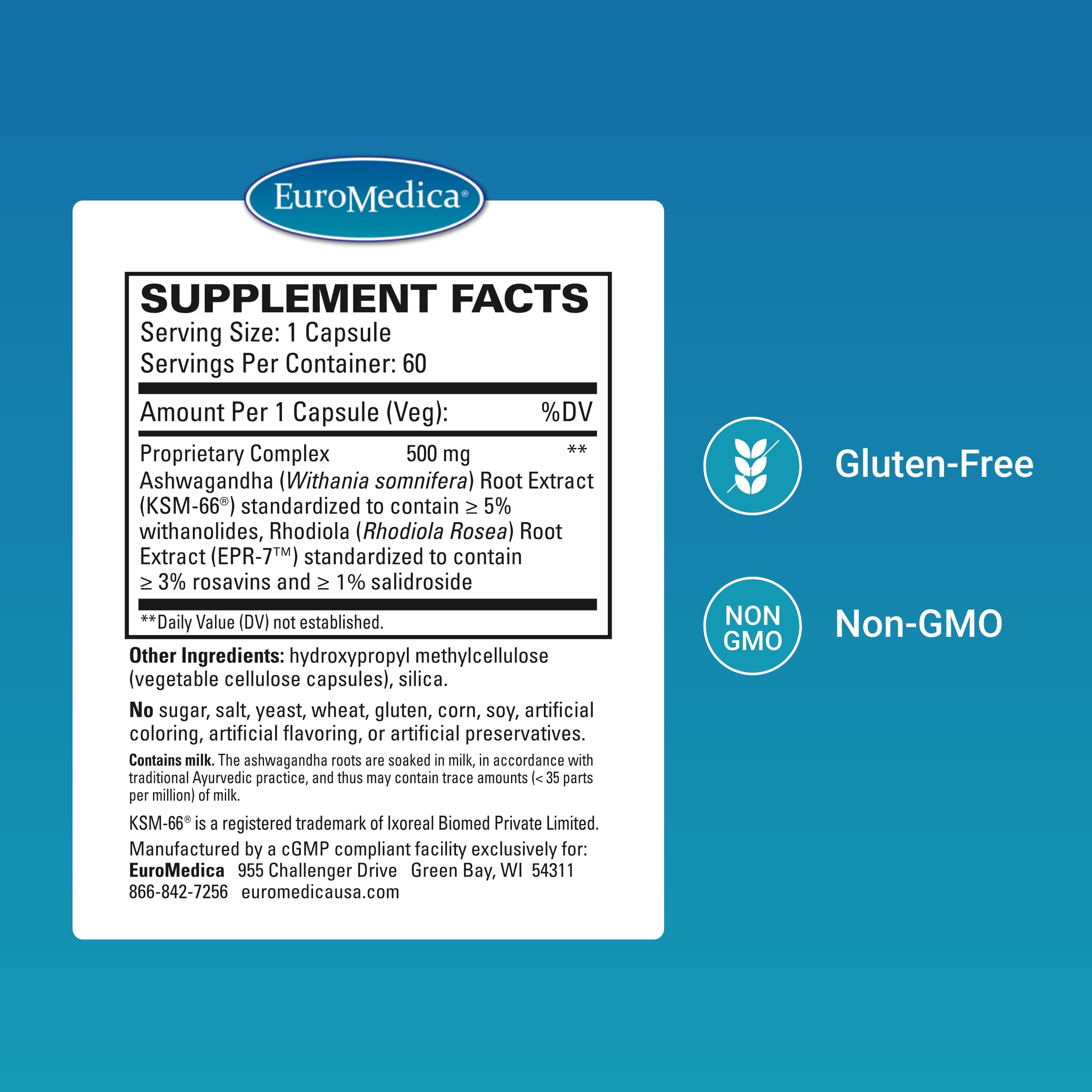Ashwagandha Complex capsules displayed to show size and count
