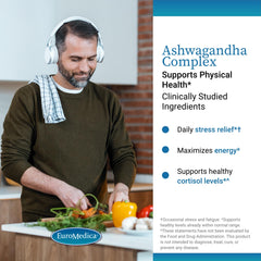 Herbal blend of ashwagandha and rhodiola rosea ingredients