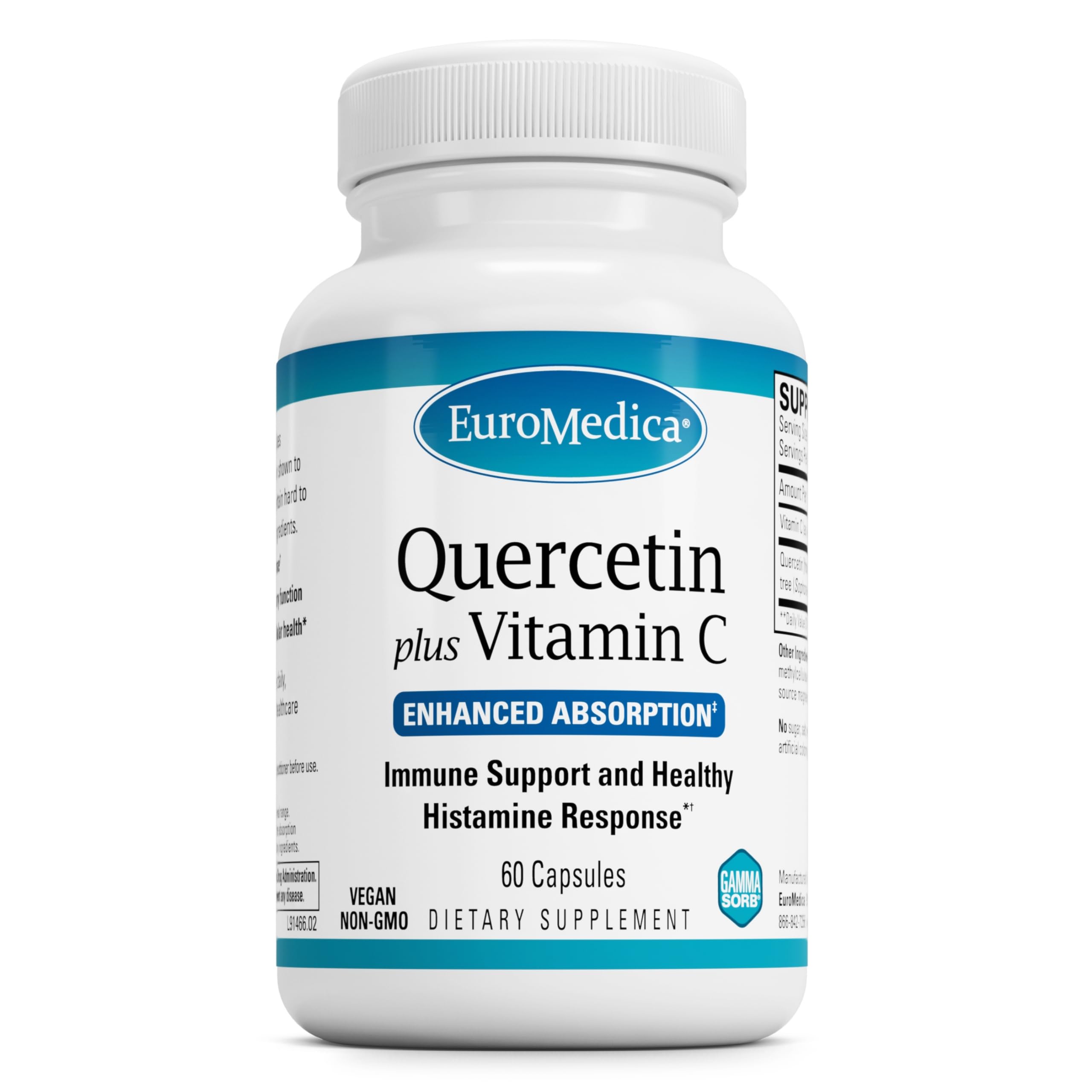 EuroMedica Quercetin Plus Vitamin C 60 capsules bottle
