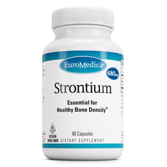EuroMedica Strontium bone health supplement bottle with vegan capsules