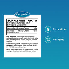 Close-up of Vitamin D3 5000 IU chewable tablet