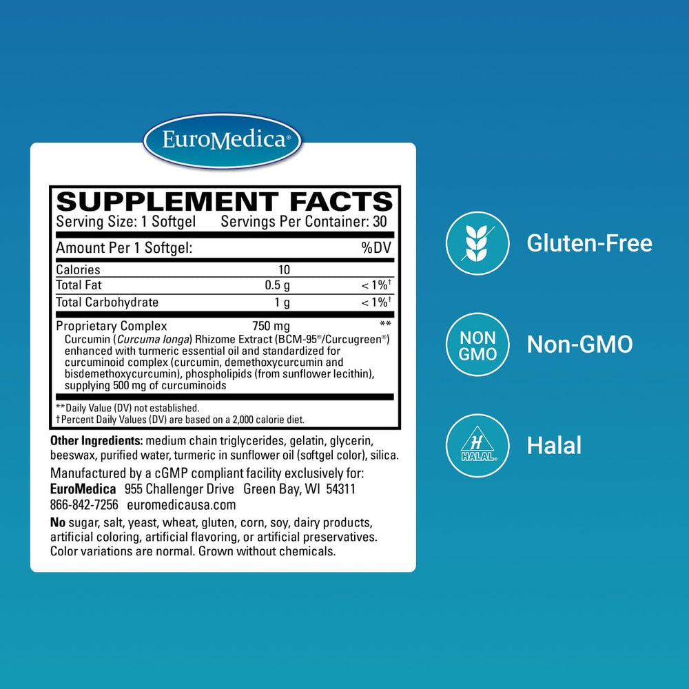 EuroMedica CuraPro heart health softgels emphasize antioxidant support for cardiovascular wellness.