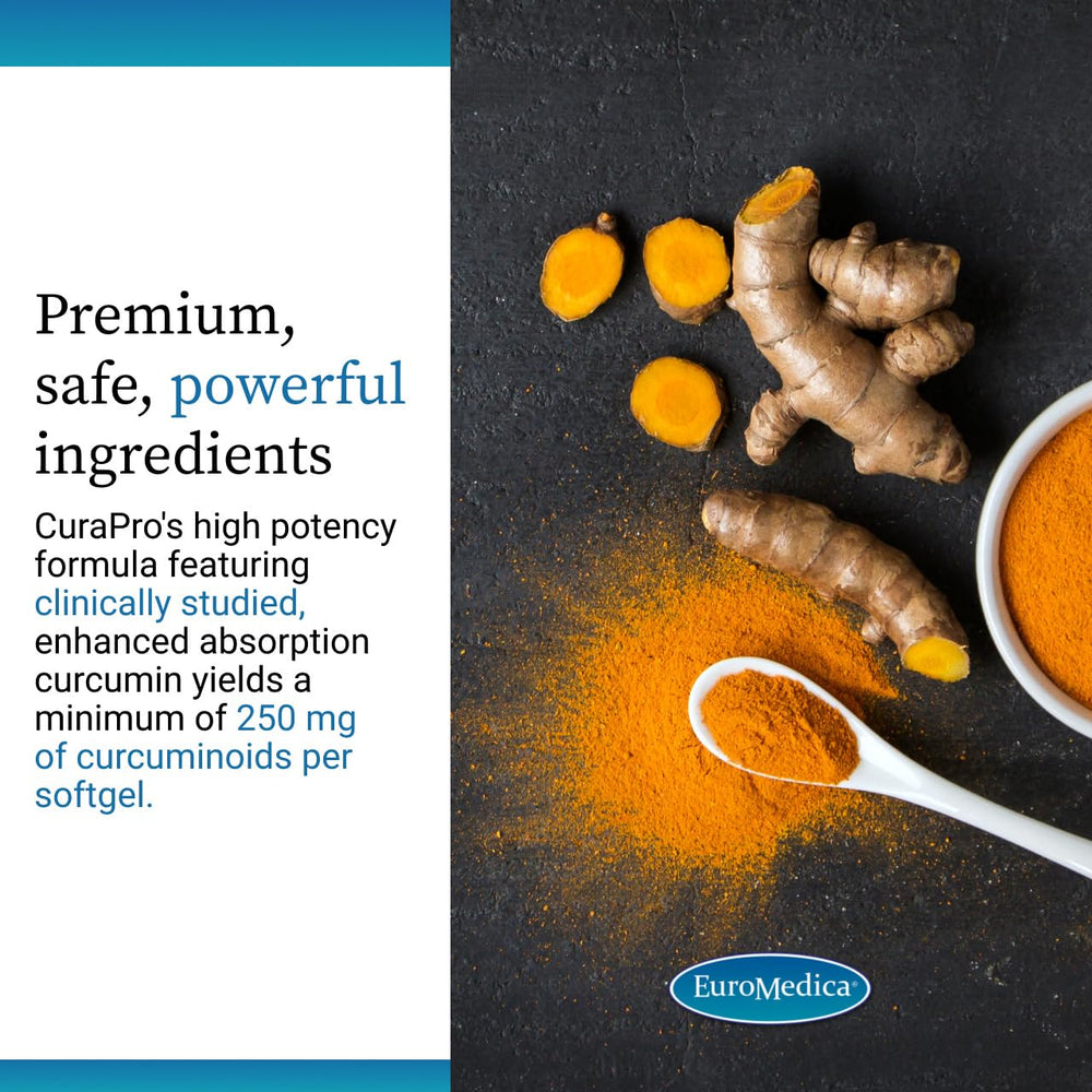 EuroMedica CuraPro lifestyle shot of taking a softgel daily.