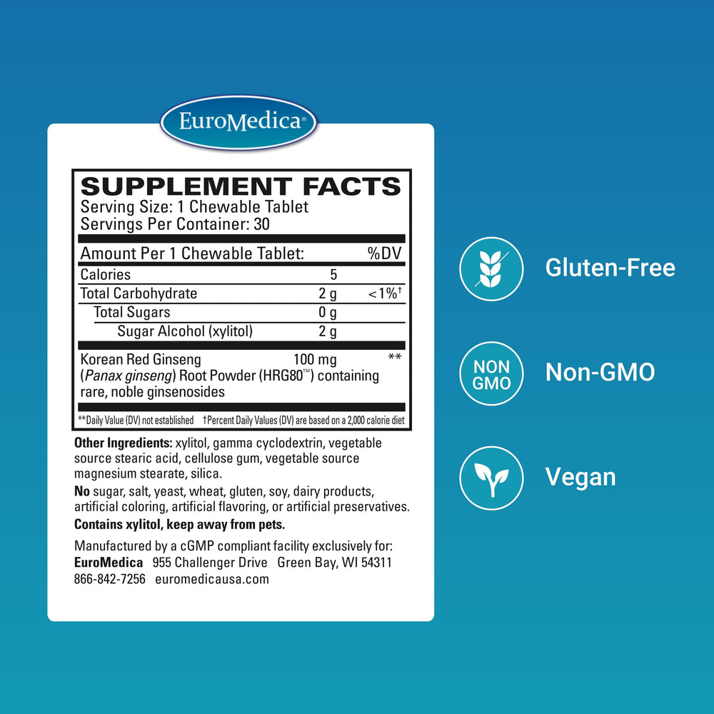 EuroMedica Red Ginseng Energy bottle with tablets