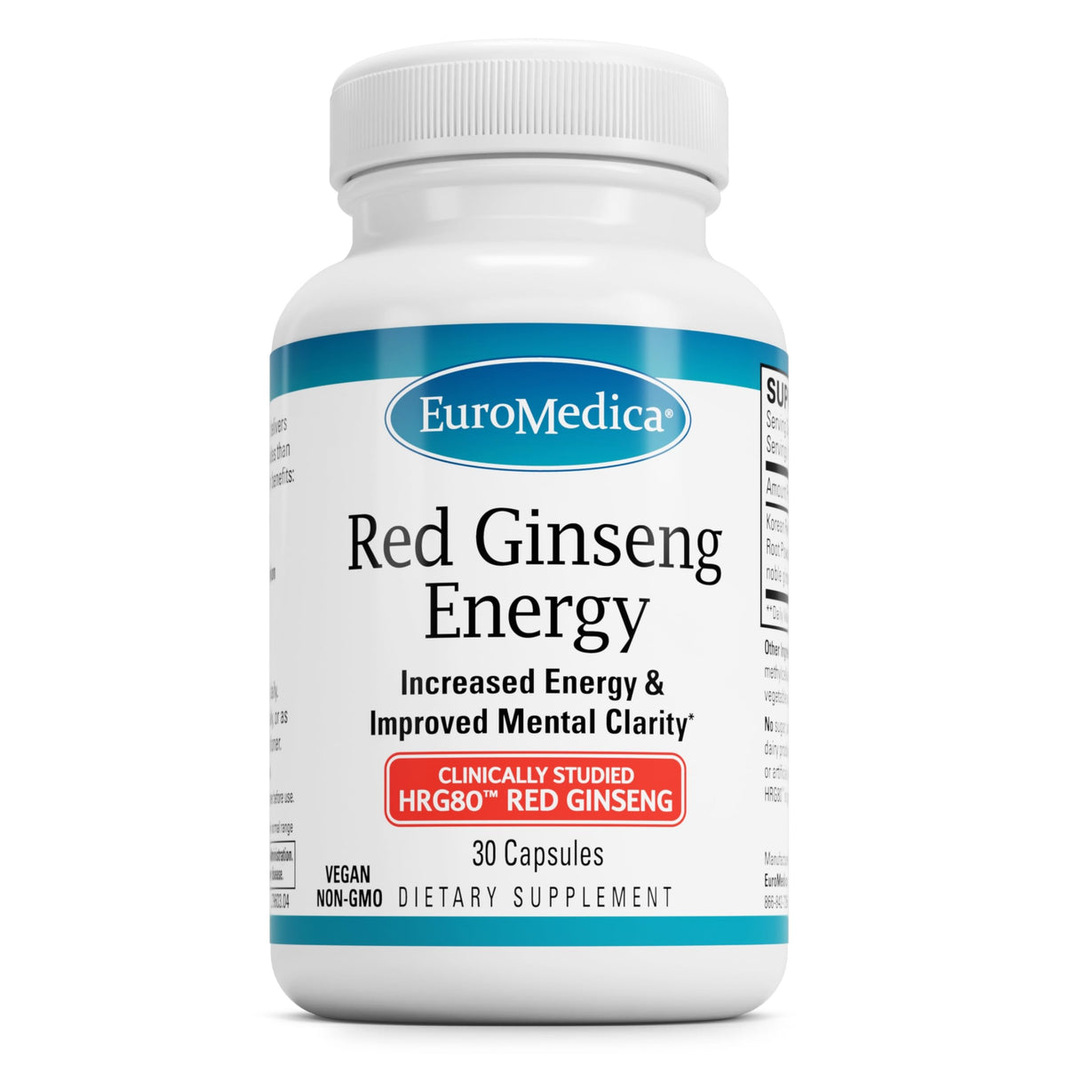 Hero shot of EuroMedica Red Ginseng Energy bottle