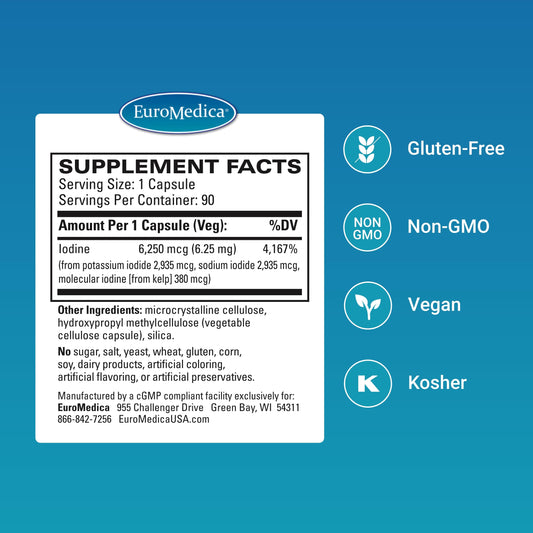 Close-up of EuroMedica Tri-Iodine product label