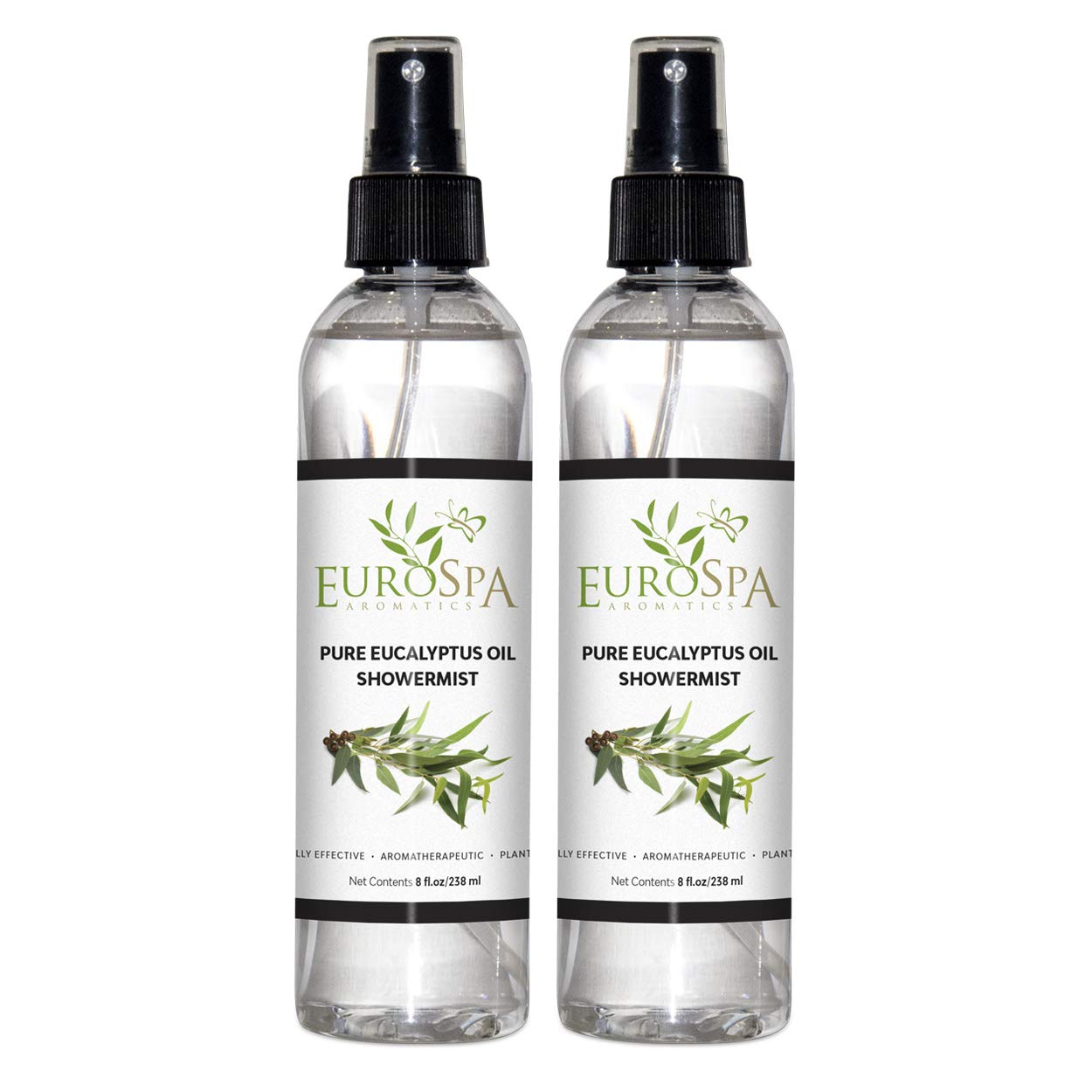 EuroSpa Aromatics Eucalyptus ShowerMist 8oz bottle in 2-pack