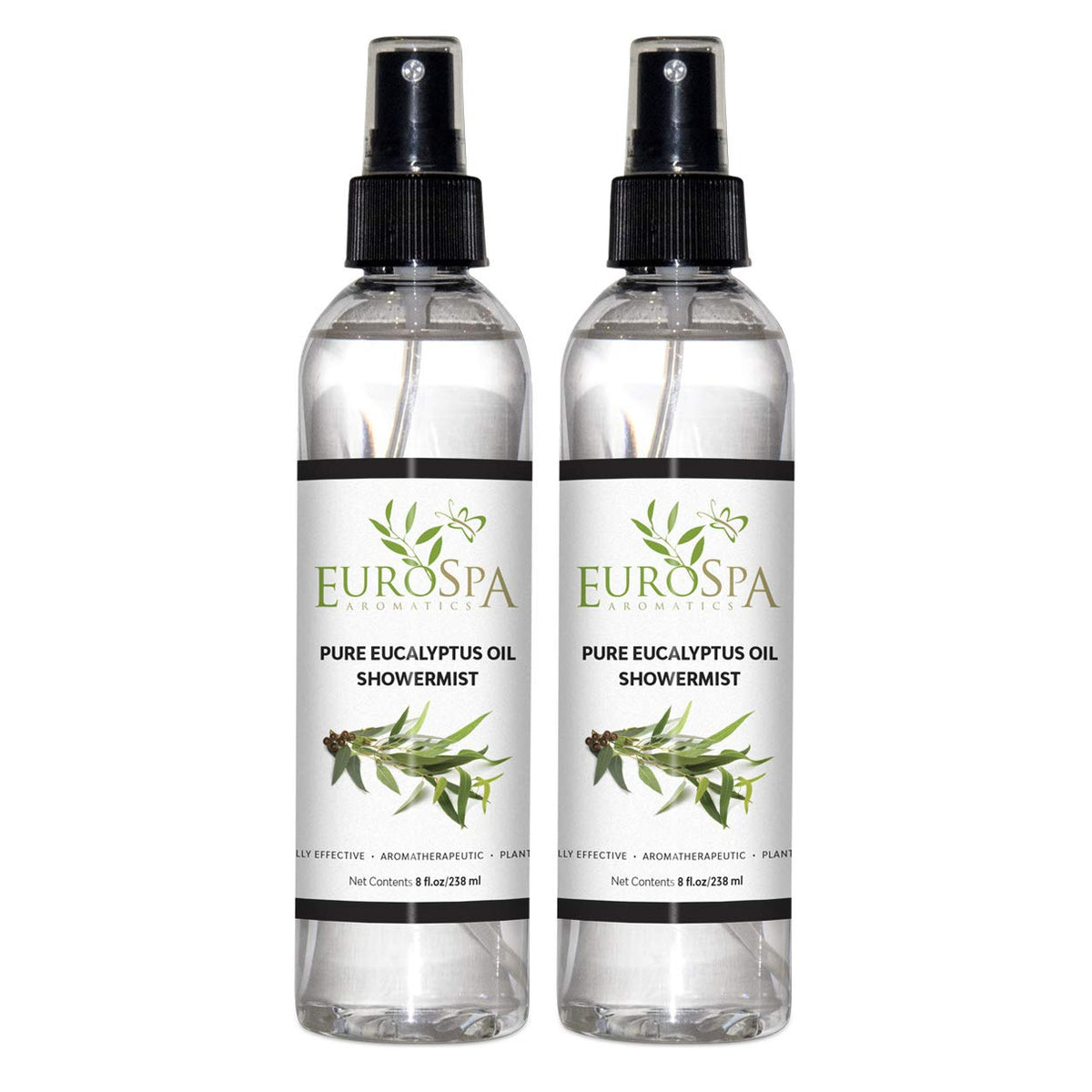 EuroSpa Aromatics Eucalyptus ShowerMist 8oz bottle in 2-pack