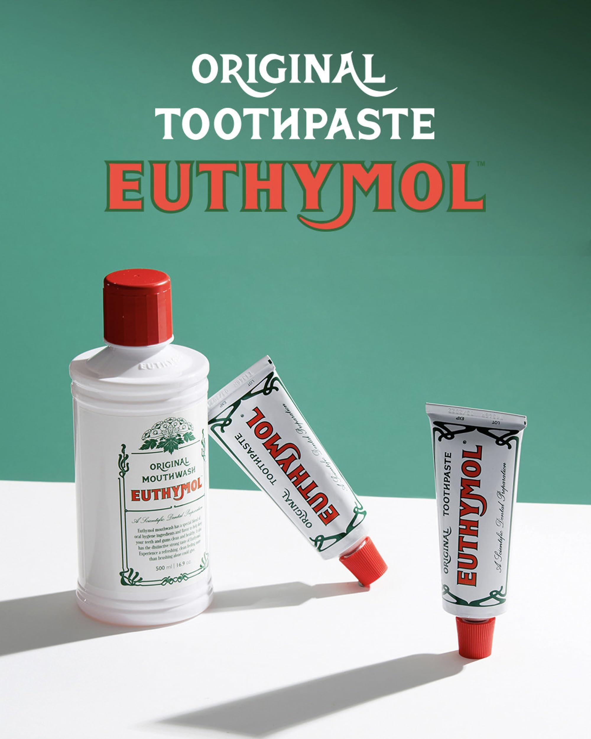 British heritage badge and EUTHYMOL 1898 logo