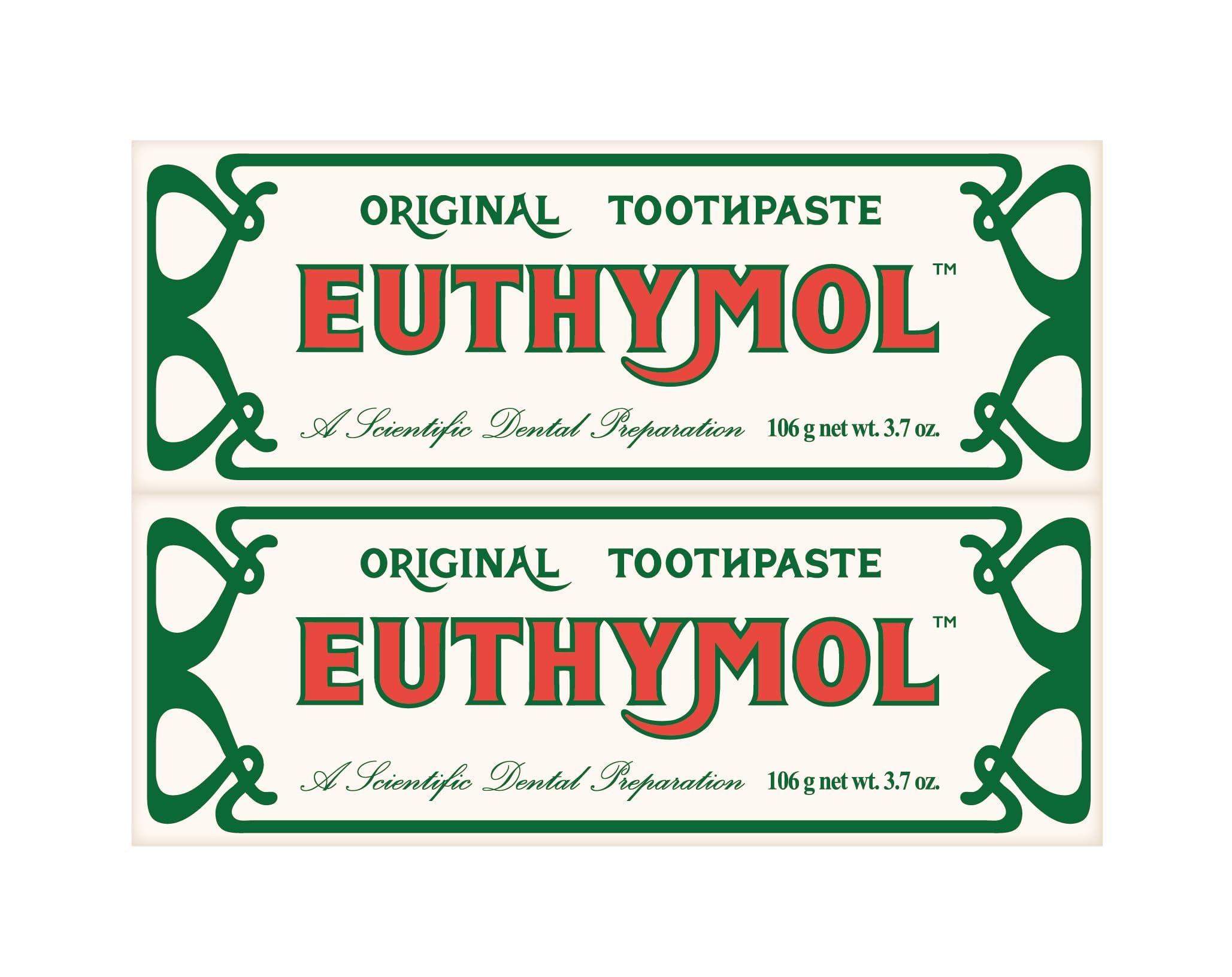 Two toothpaste tubes with bright packaging ready to ship