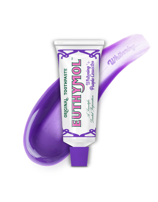 Front view of Euthymol Purple Whitening Toothpaste 3.7 oz tube