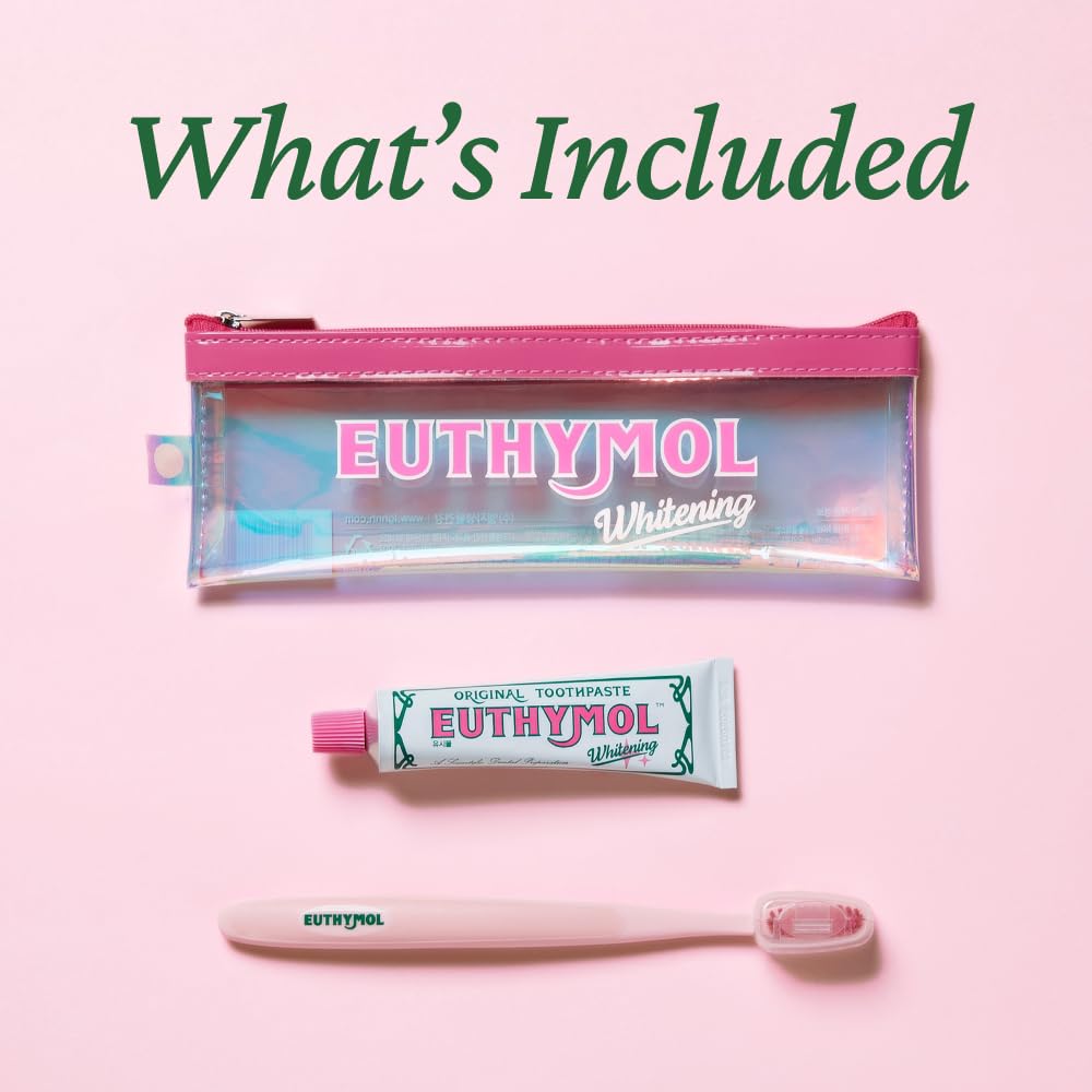 Reusable clear pouch packaging for EUTHYMOL travel kit
