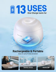 Rechargeable denture cleaner device with charging port