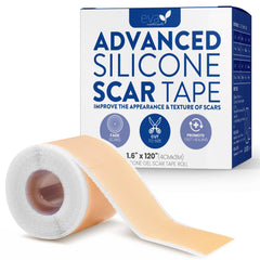 Eva Naturals silicone scar tape roll closeup shows flexible, skin-friendly material for scar management