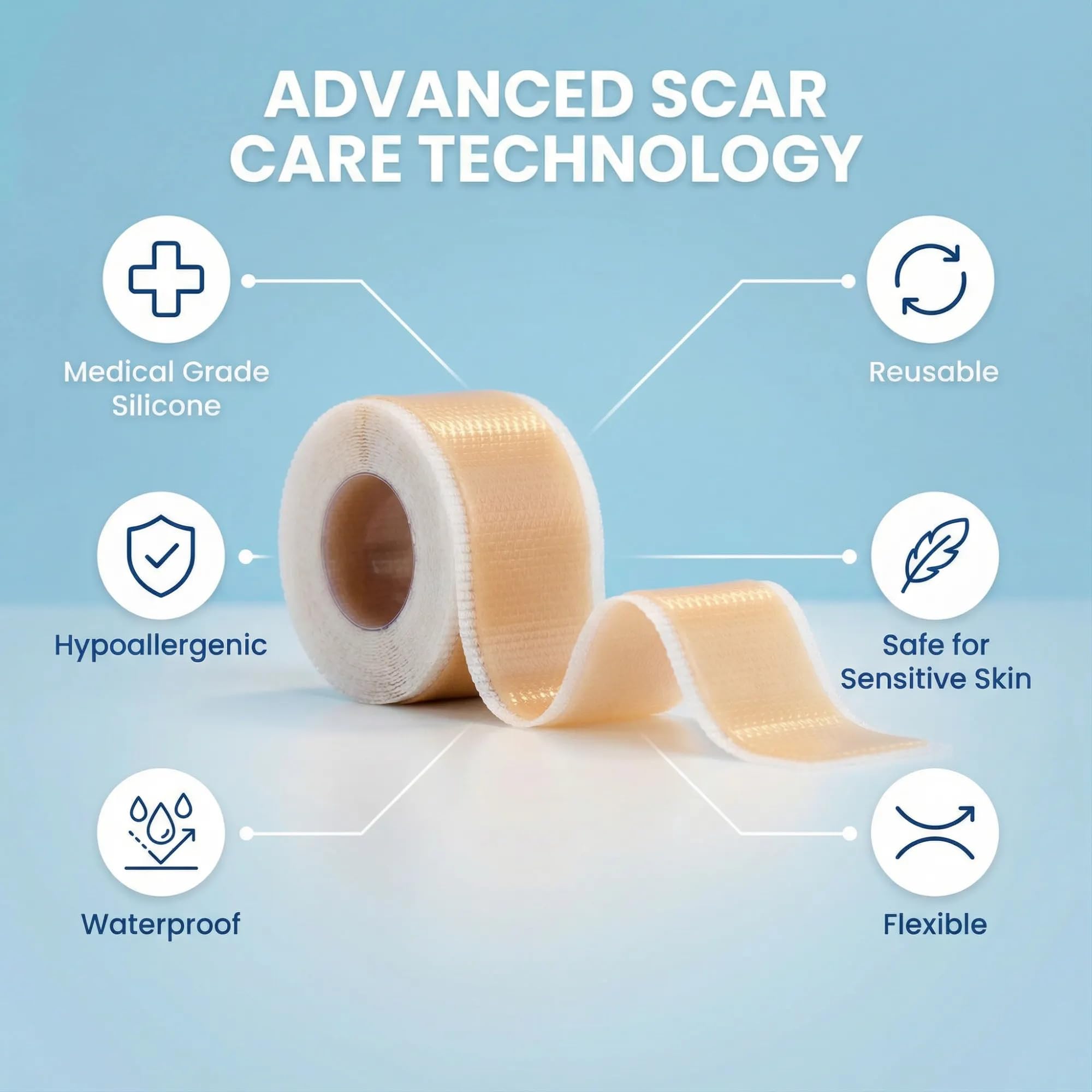 Eva Naturals scar tape worn 24-7 supports ongoing scar care