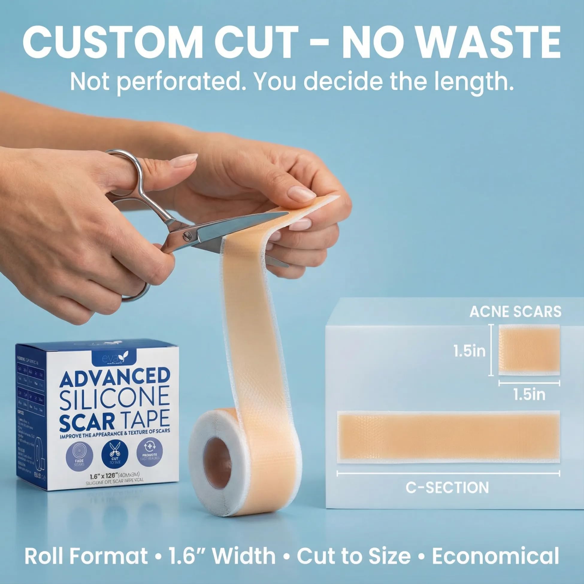 Eva Naturals scar tape is washable and durable for long-term use