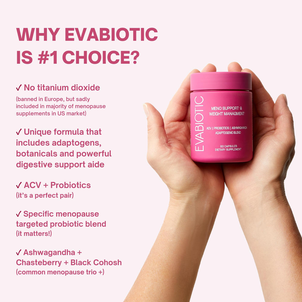 EVABIOTIC Complete Menopause probiotic capsules for gut health and digestion