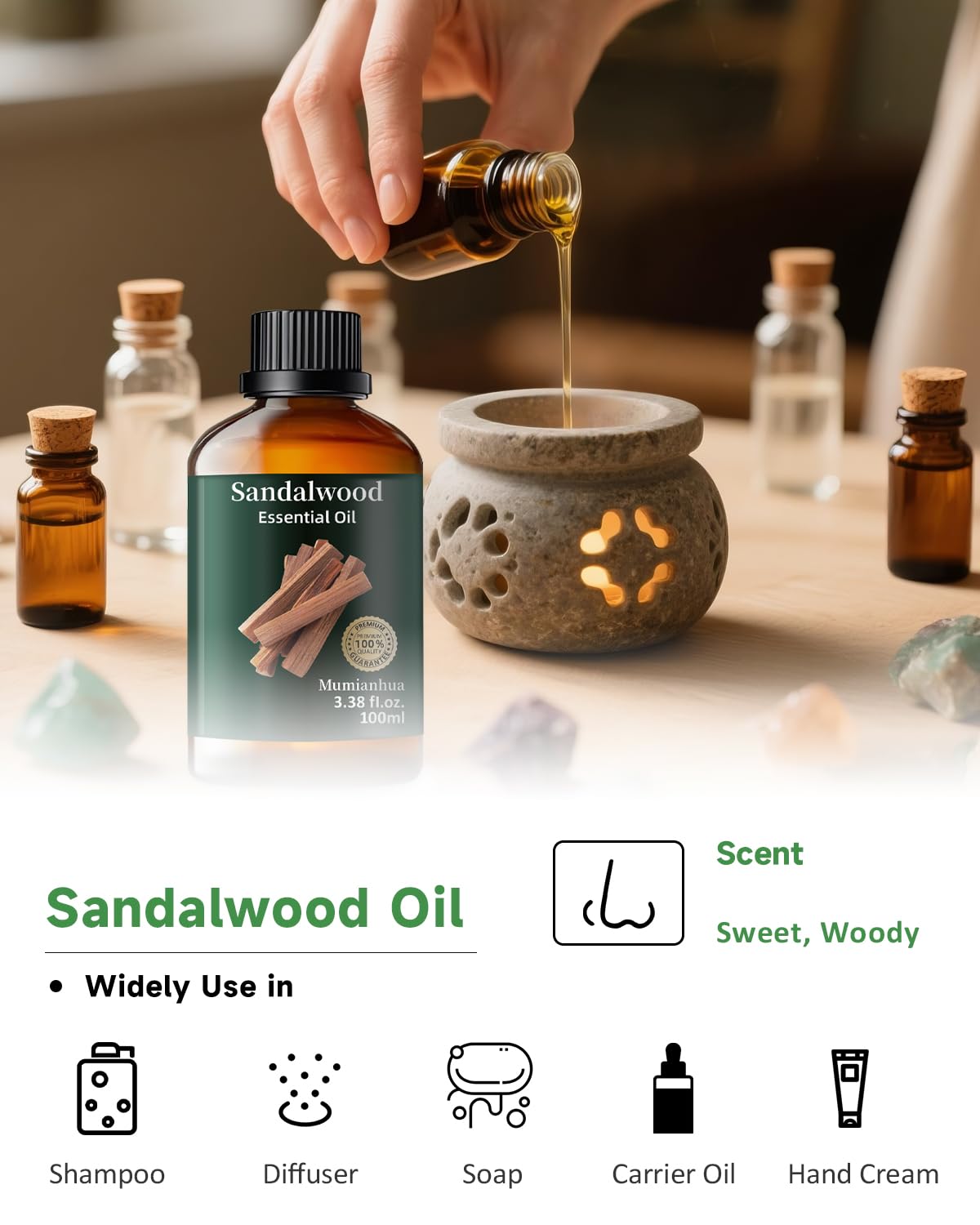 Evening skincare using diluted sandalwood essential oil