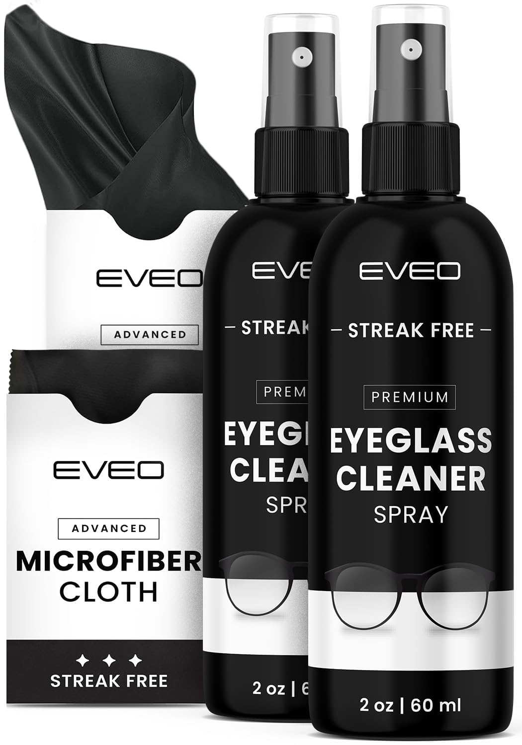 EVEO Eyeglass Cleaner Spray 2-Pack with no-streak formula