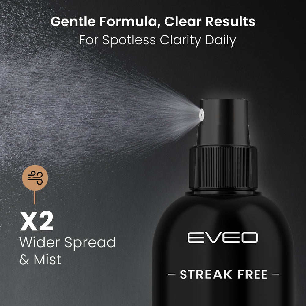 EVEO Glasses Cleaning Kit components: two sprays and two cloths