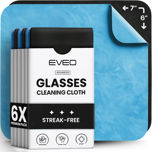 EVEO 6-pack Glasses Cleaning Cloth in Black and Blue
