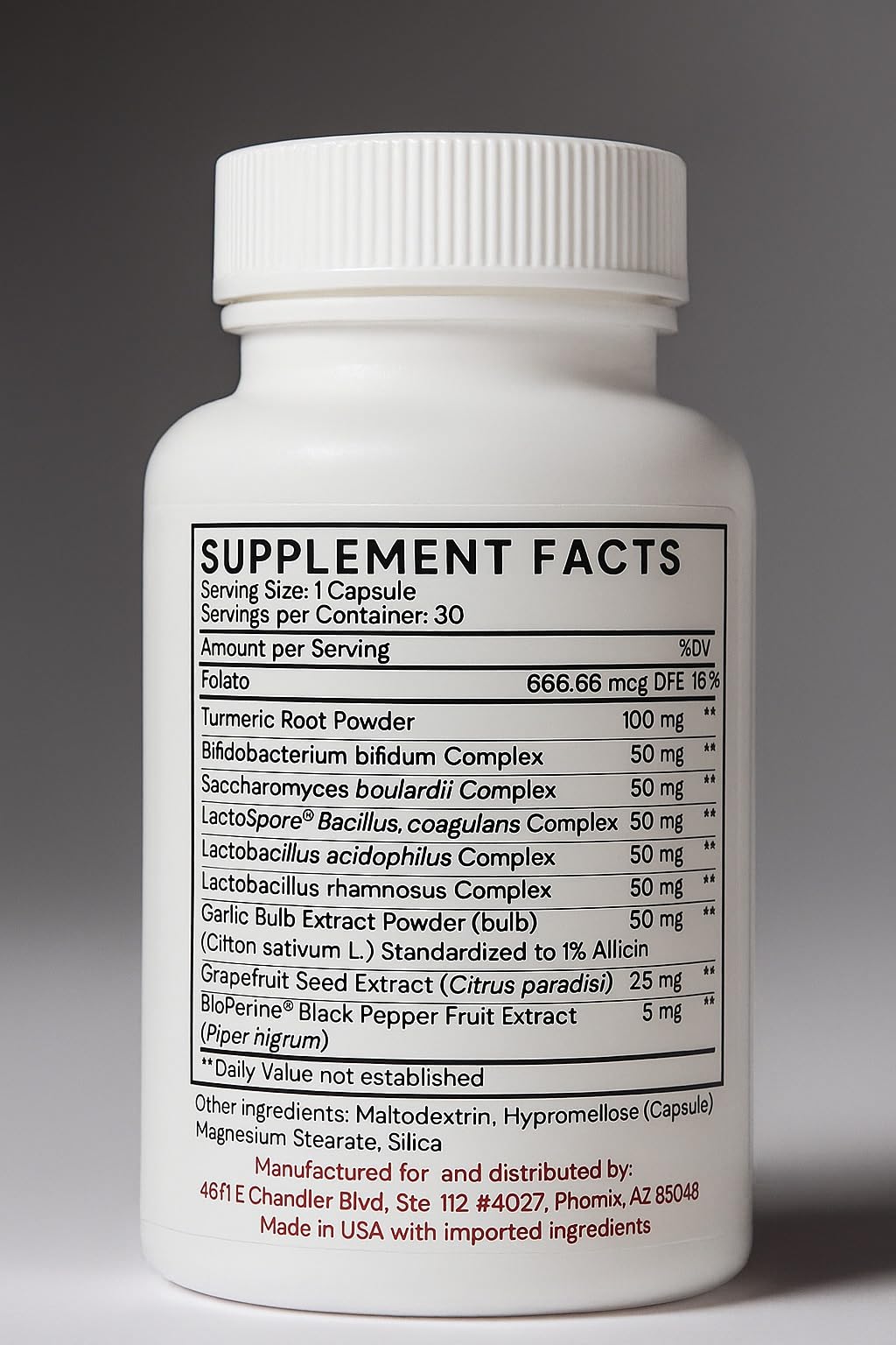 Nutrition facts highlighting folate and other key nutrients